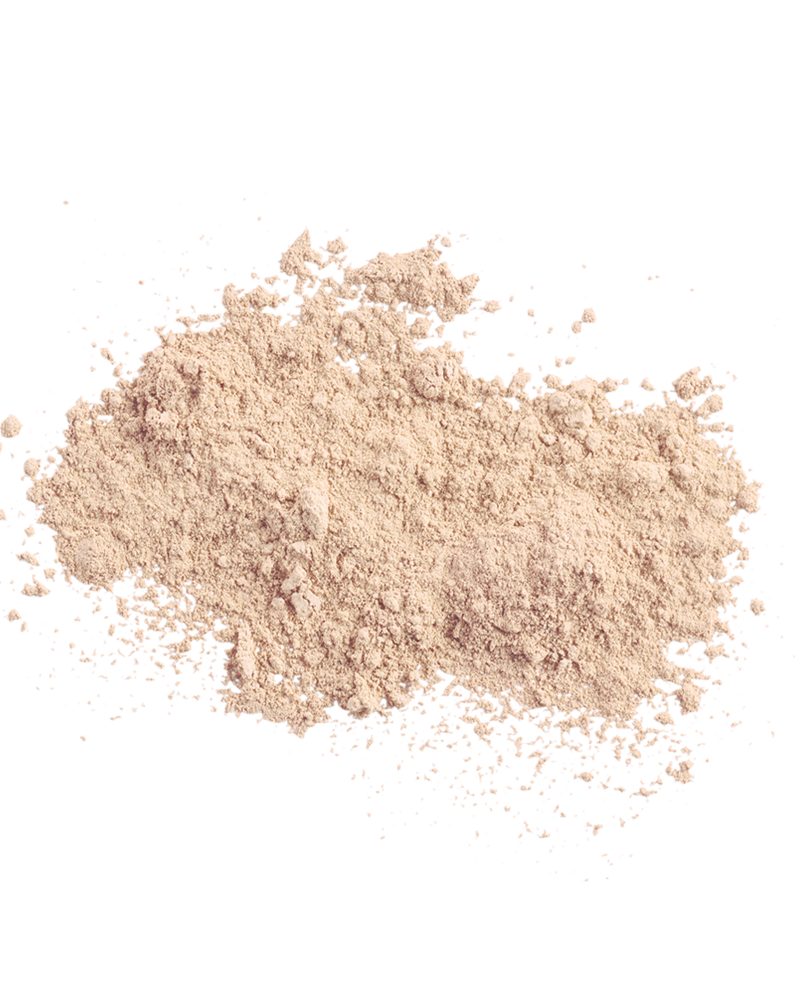Poudre libre beige rosé de la protection Colorescience Brush-On Shield FPS 50, éparpillée sur fond blanc