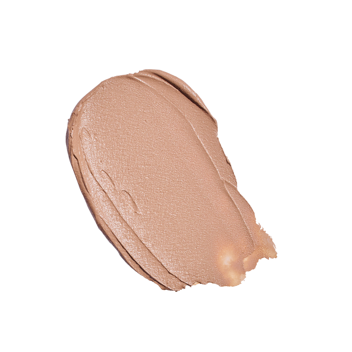 Smear of creamy Colorescience Tint du Soleil foundation, shade Tan, caramel beige, on a white background