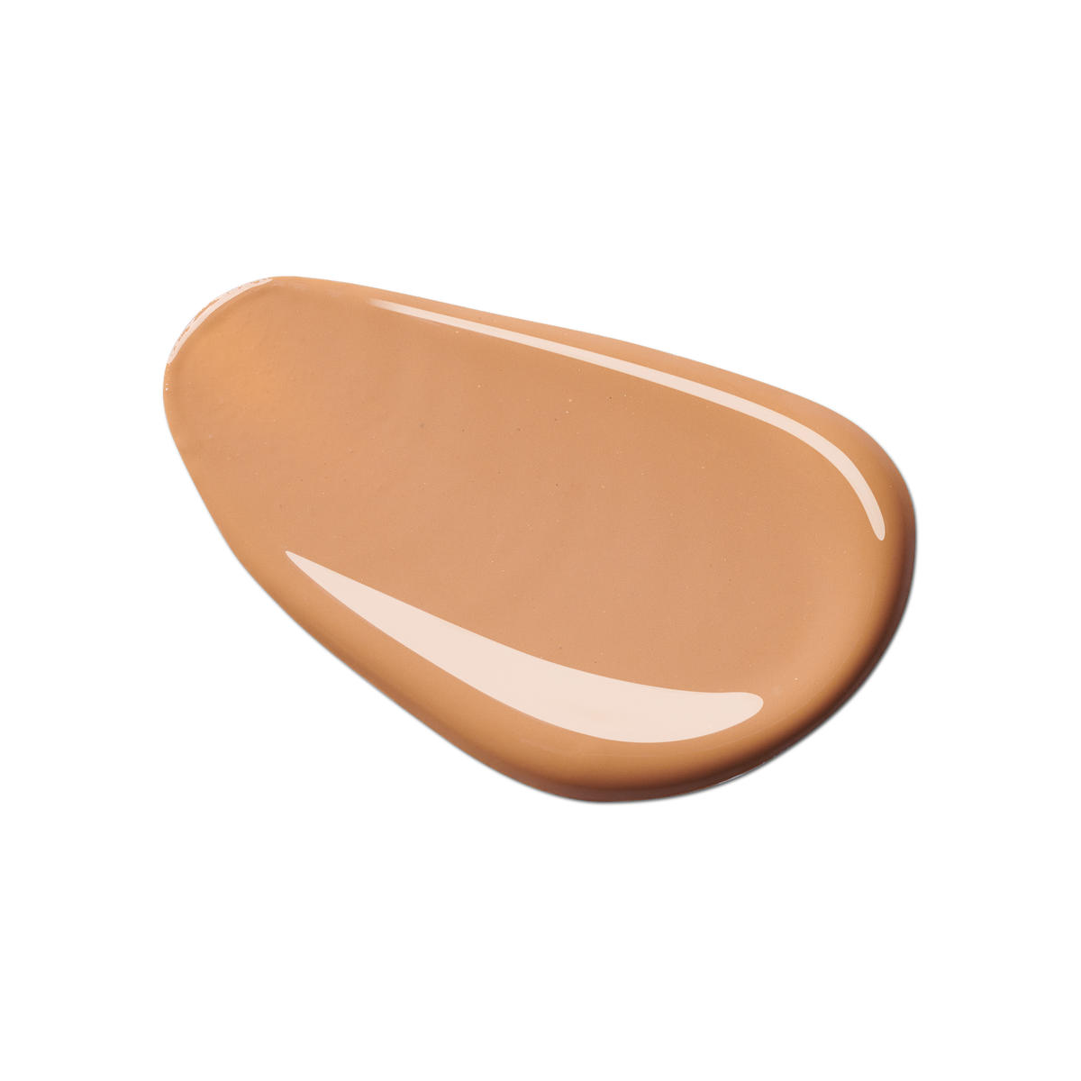 Trace de fluide beige caramel lustré de la protection solaire Colorescience Face Shield Matte FPS 50, sur fond blanc