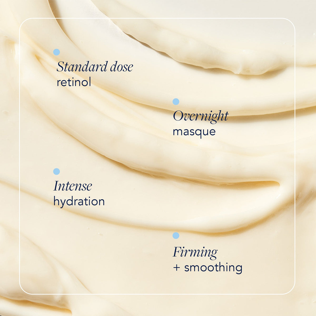 Gros plan de la texture crémeuse ivoire du masque de nuit AGELESS+ d’Image Skincare, mentions en anglais