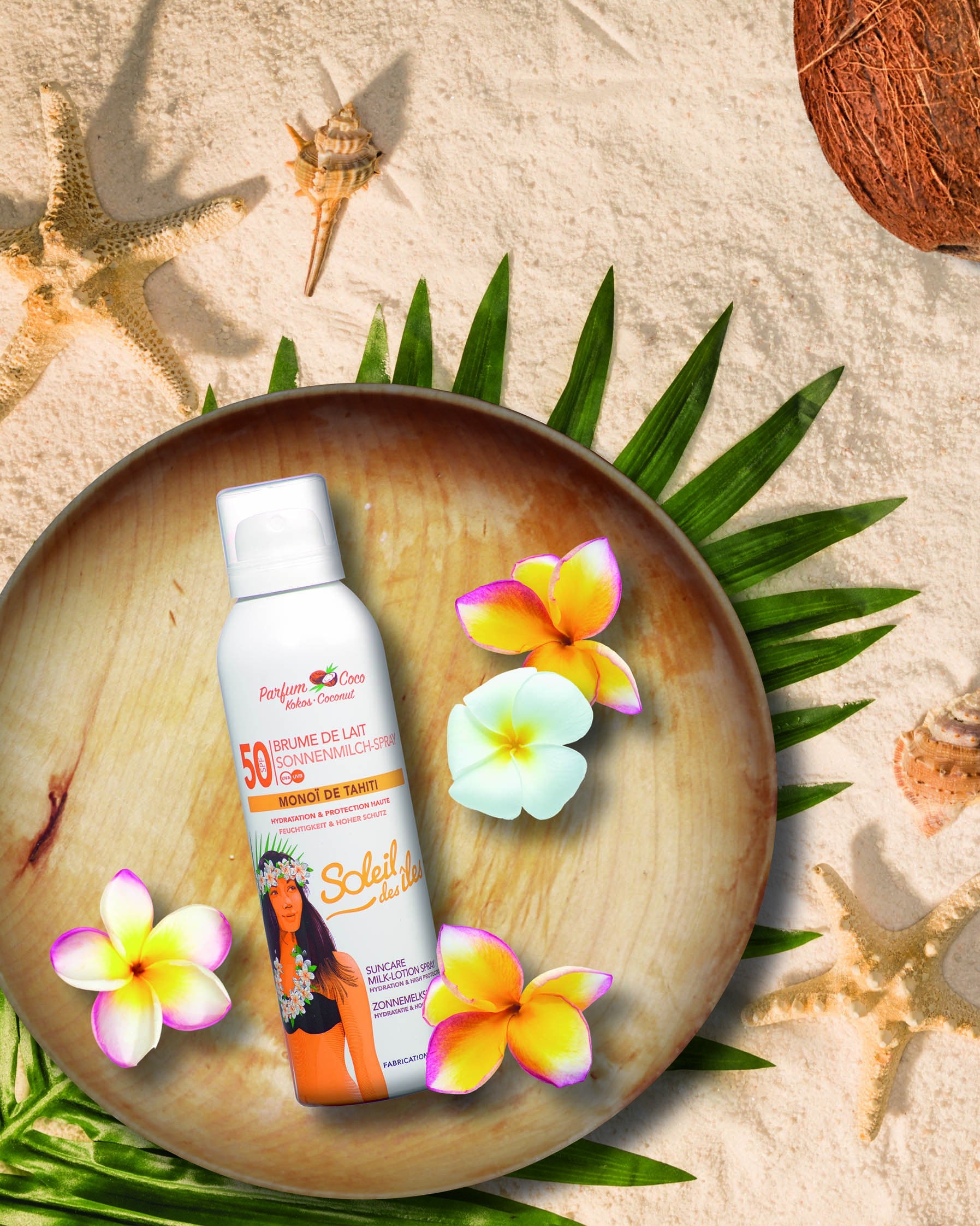 Brume de lait coco FPS 50 au Monoï de Tahiti